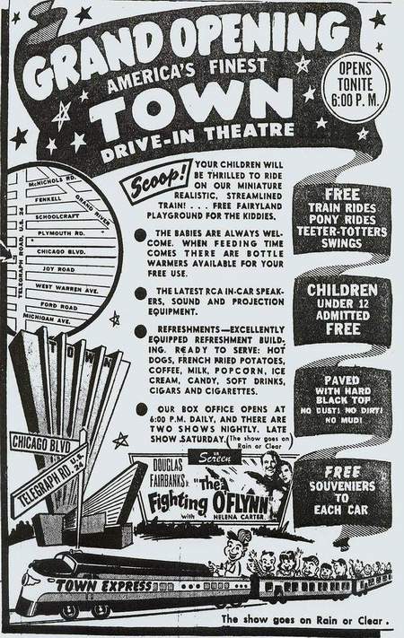 Town Drive-In Theatre - Town Grand Opening Ad 5-4-49 From Michigandriveins (newer photo)